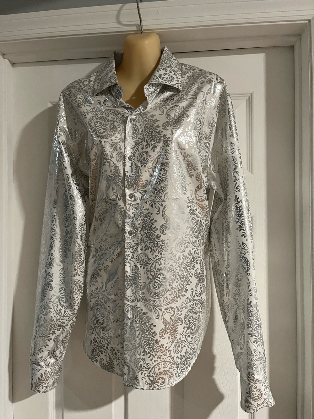 Men's Silver Paisley Shine Dress Shirt